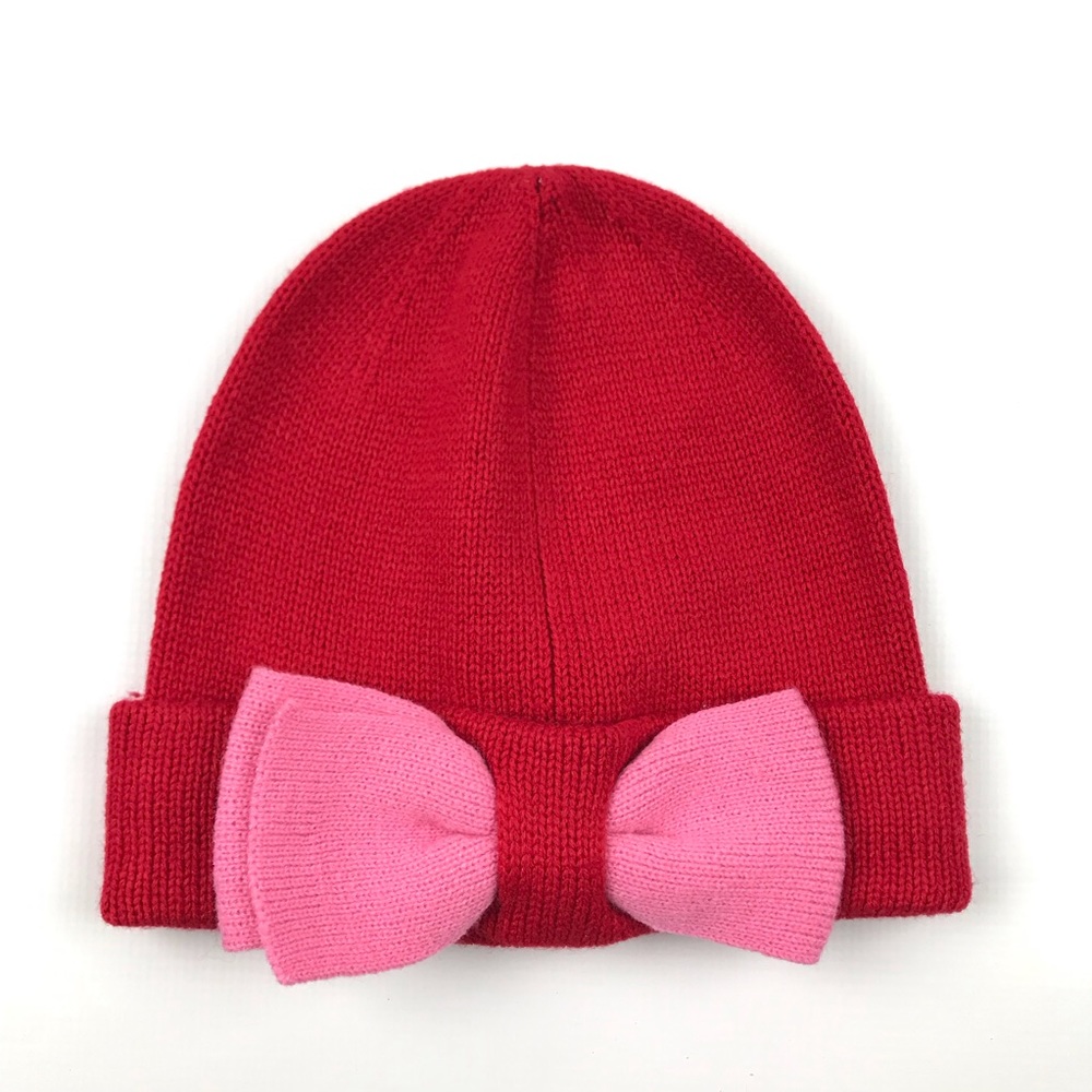 Kate spade beanie colorblock bow charm red pink